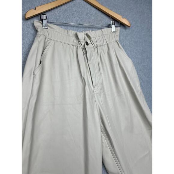 90s Zara High Waist Paper Bag Wide Leg Faux Leather Pants Womens Size 8 Oversize - Picture 3 of 12